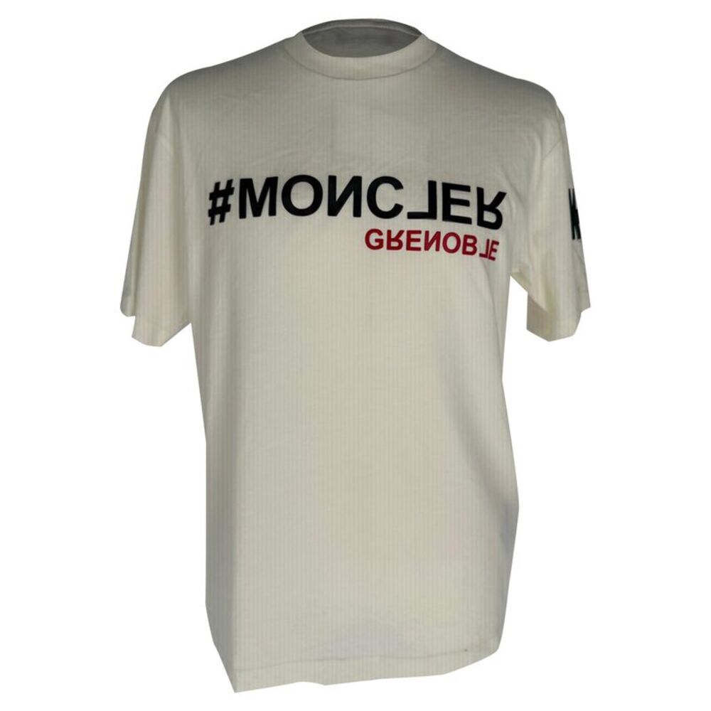 Moncler Grenoble Hashtag Logo T-Shirt in White Cotton